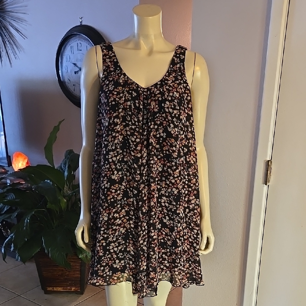 Decree Floral Mini Dress - Black and Pink